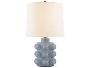 VEDRA - Medium Table Lamp in Polar Blue Crackle with Linen Shade _ Visual Comfort Europe